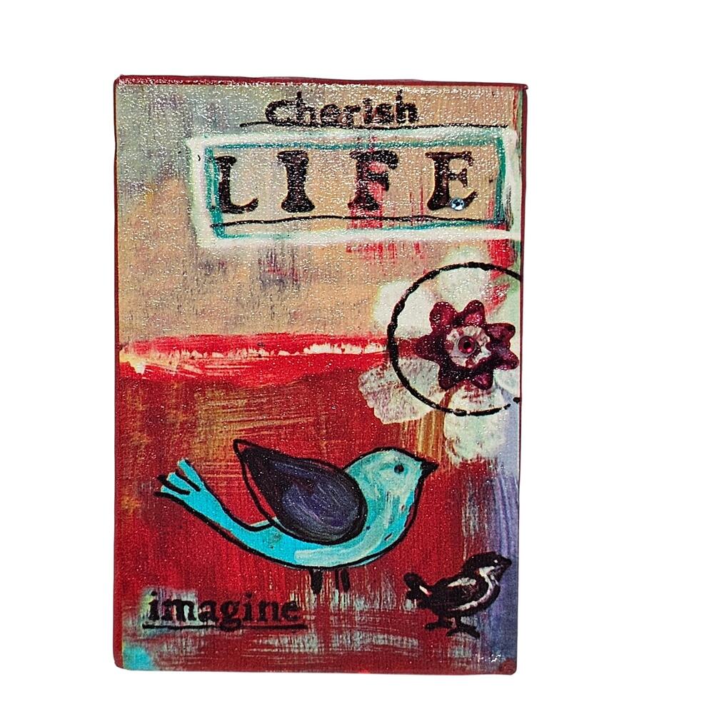 Inspirational Gallery Wall Art Lori Siebert Cherish Life Blue Bird Canvas Wood